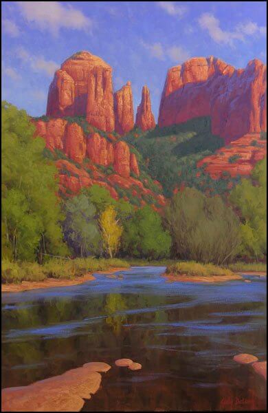 Painting of Cathedral Rock in Sedona: "Cathedral Morning" by Cody DeLong illustrates one of Sedona's scenic, sacred and vortex sites.